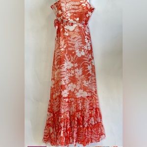 66170 deletta silk dress orange size 6 Anthropologie